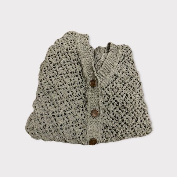 Sage Olive Green Chunky Cottagecore Knit Midi Boho Chic Button Front Cardigan - Picture 4 of 8